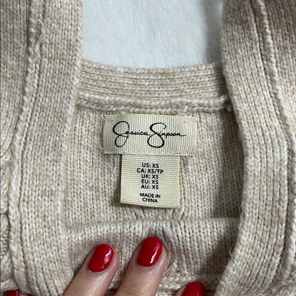 Jessica Simpson Light Tan Cable Knit Cardigan - Picture 6 of 8
